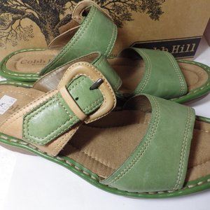 COBB HILL Omara-C Green Leather Wedge Sandal 10M